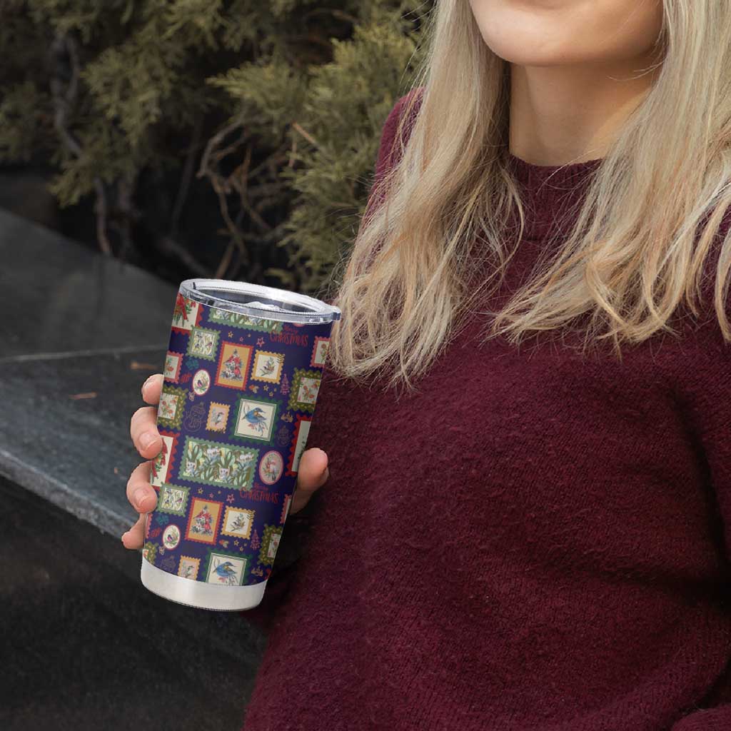 Aussie Birds Christmas La La Land Tumbler Cup Navy Blue Vintage Stamp Edition - Aussie Hoodie