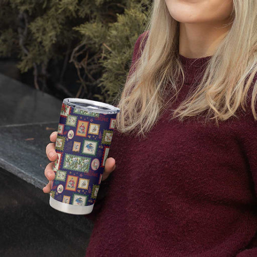 Aussie Birds Christmas La La Land Tumbler Cup Navy Blue Vintage Stamp Edition - Aussie Hoodie