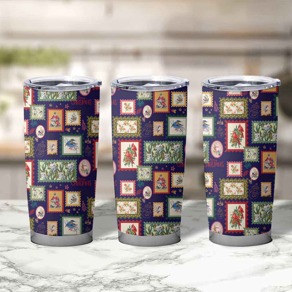 Aussie Birds Christmas La La Land Tumbler Cup Navy Blue Vintage Stamp Edition - Aussie Hoodie