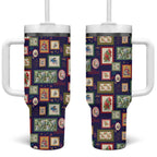 Aussie Birds Christmas La La Land Tumbler With Handle Navy Blue Vintage Stamp Edition - Aussie Hoodie