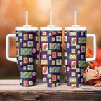 Aussie Birds Christmas La La Land Tumbler With Handle Navy Blue Vintage Stamp Edition - Aussie Hoodie