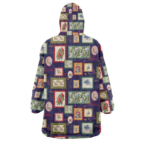 Aussie Birds Christmas La La Land Wearable Blanket Hoodie Navy Blue Vintage Stamp Edition - Aussie Hoodie