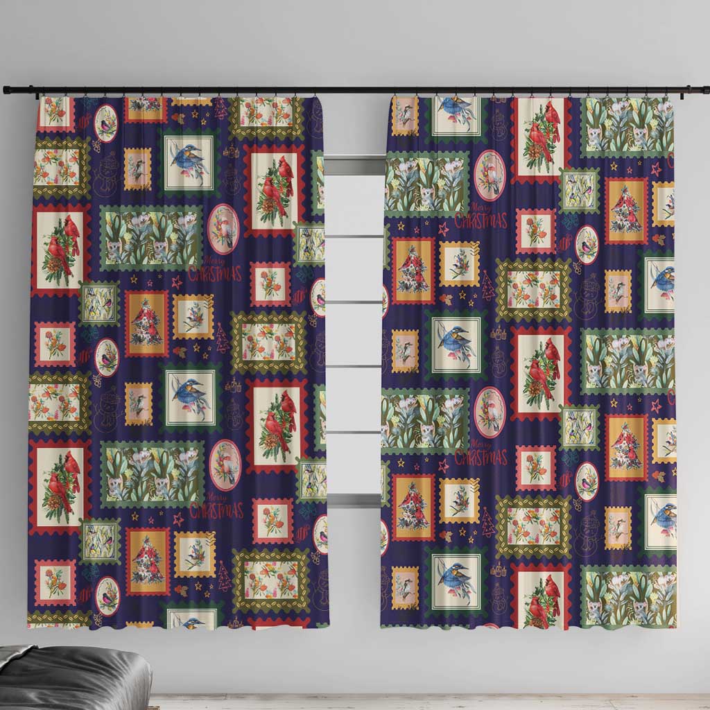 Aussie Birds Christmas La La Land Window Curtain Navy Blue Vintage Stamp Edition - Aussie Hoodie