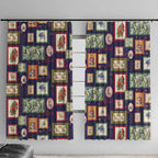Aussie Birds Christmas La La Land Window Curtain Navy Blue Vintage Stamp Edition - Aussie Hoodie