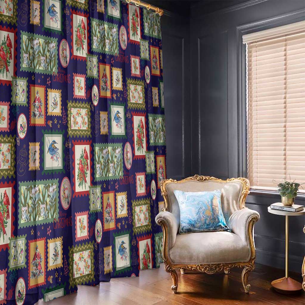 Aussie Birds Christmas La La Land Window Curtain Navy Blue Vintage Stamp Edition - Aussie Hoodie