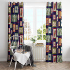 Aussie Birds Christmas La La Land Window Curtain Navy Blue Vintage Stamp Edition - Aussie Hoodie