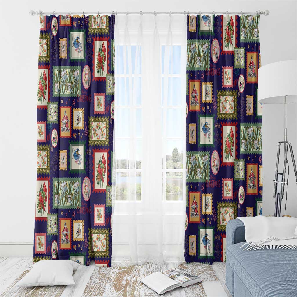 Aussie Birds Christmas La La Land Window Curtain Navy Blue Vintage Stamp Edition - Aussie Hoodie