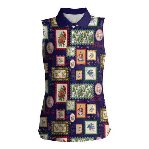 Aussie Birds Christmas La La Land Women Sleeveless Polo Shirt Navy Blue Vintage Stamp Edition - Aussie Hoodie