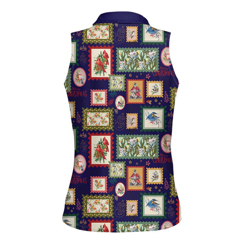 Aussie Birds Christmas La La Land Women Sleeveless Polo Shirt Navy Blue Vintage Stamp Edition - Aussie Hoodie