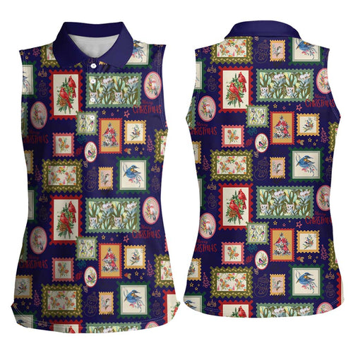 Aussie Birds Christmas La La Land Women Sleeveless Polo Shirt Navy Blue Vintage Stamp Edition - Aussie Hoodie