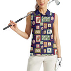 Aussie Birds Christmas La La Land Women Sleeveless Polo Shirt Navy Blue Vintage Stamp Edition - Aussie Hoodie
