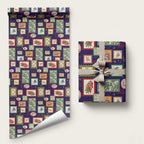 Aussie Birds Christmas La La Land Wrapping Paper Navy Blue Vintage Stamp Edition - Aussie Hoodie