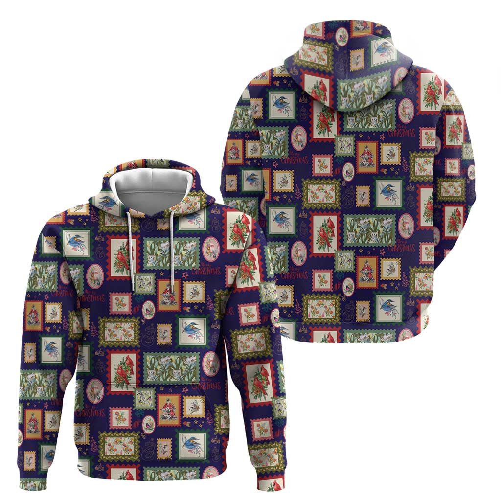 Aussie Birds Christmas La La Land Zip Hoodie Navy Blue Vintage Stamp Edition - Aussie Hoodie