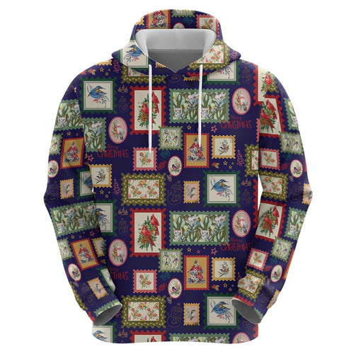 Aussie Birds Christmas La La Land Zip Hoodie Navy Blue Vintage Stamp Edition - Aussie Hoodie