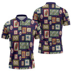 Aussie Birds Christmas La La Land Zipper Polo Shirt Navy Blue Vintage Stamp Edition - Aussie Hoodie