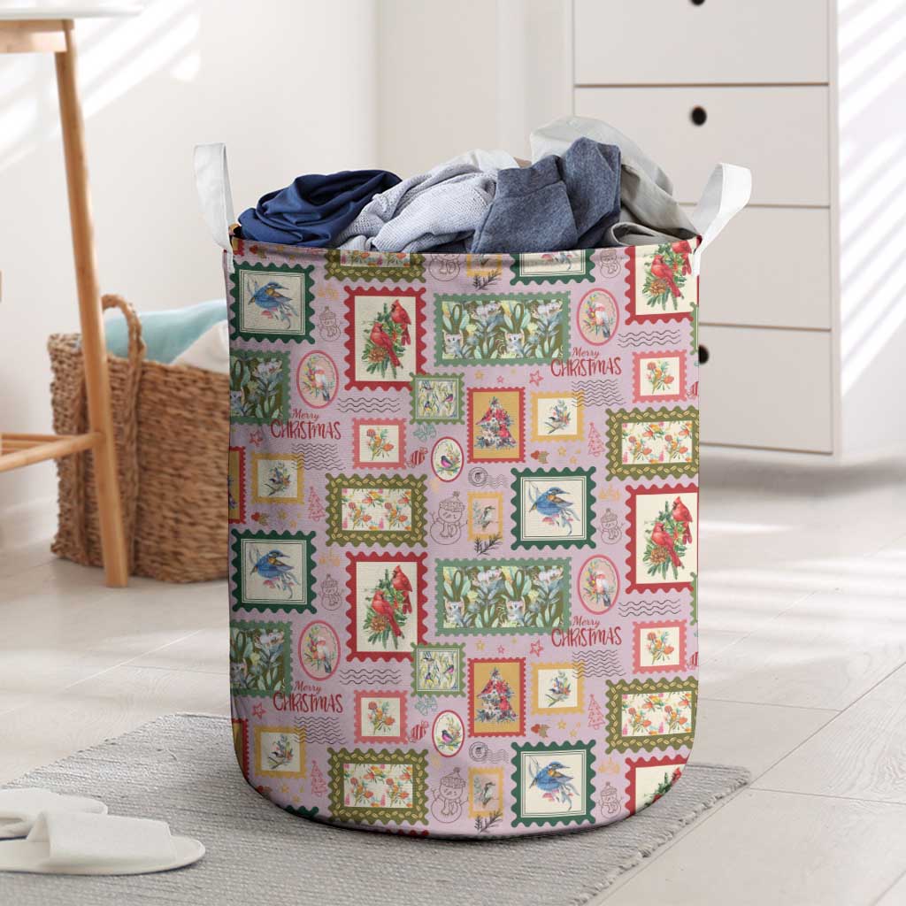 Aussie Birds Christmas La La Land Laundry Basket Pink Vintage Stamp Edition - Aussie Hoodie