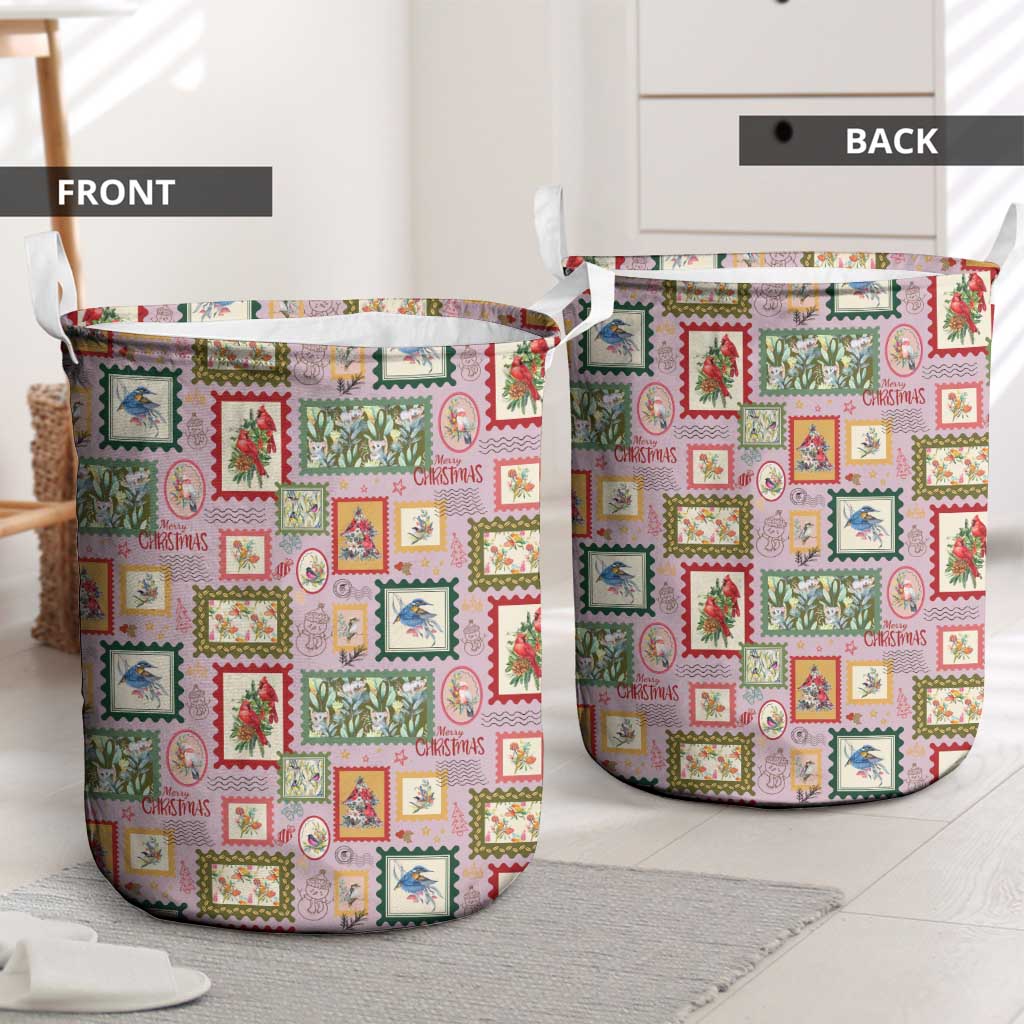 Aussie Birds Christmas La La Land Laundry Basket Pink Vintage Stamp Edition - Aussie Hoodie