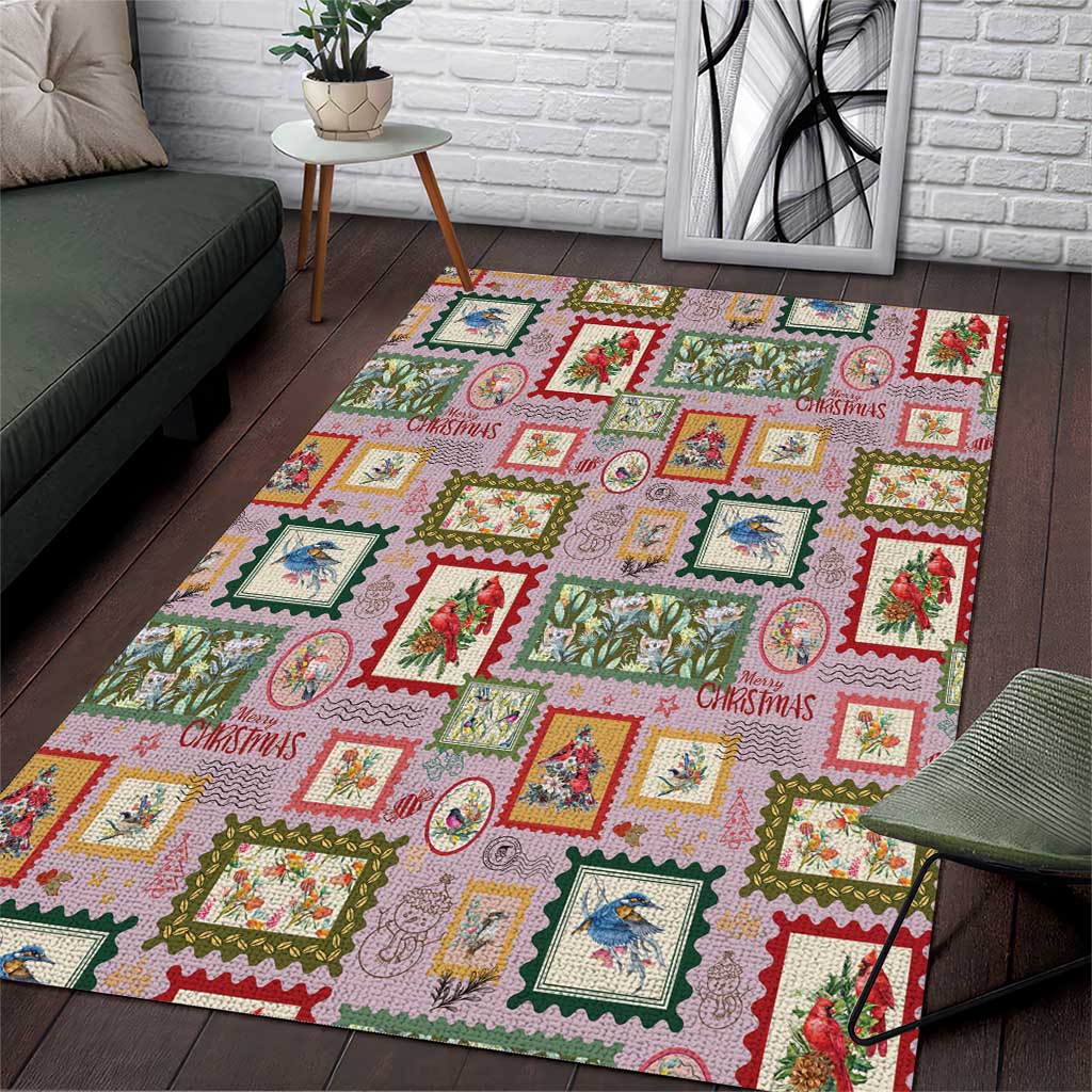 Aussie Birds Christmas La La Land Area Rug Pink Vintage Stamp Edition - Aussie Hoodie