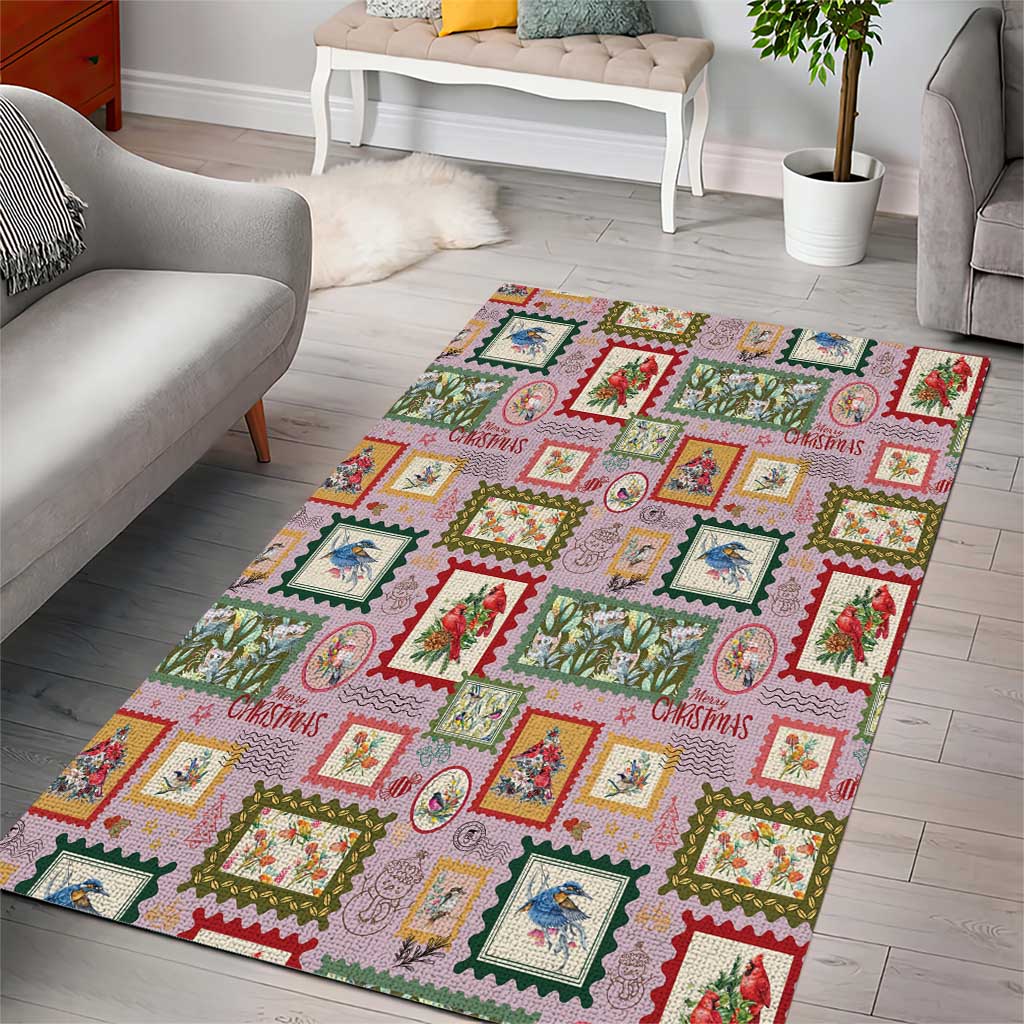 Aussie Birds Christmas La La Land Area Rug Pink Vintage Stamp Edition - Aussie Hoodie
