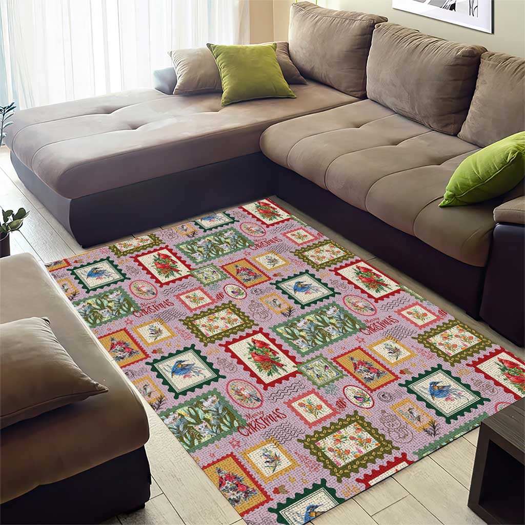 Aussie Birds Christmas La La Land Area Rug Pink Vintage Stamp Edition - Aussie Hoodie