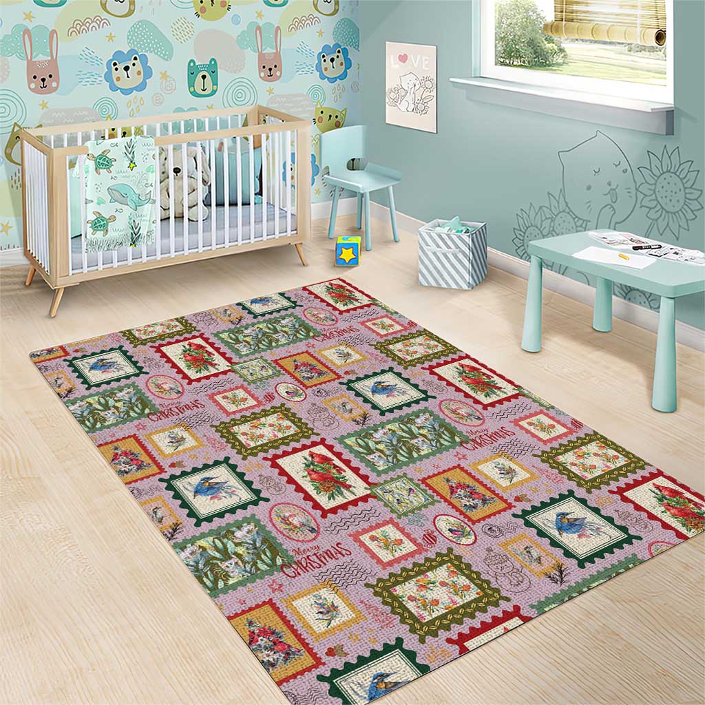 Aussie Birds Christmas La La Land Area Rug Pink Vintage Stamp Edition - Aussie Hoodie