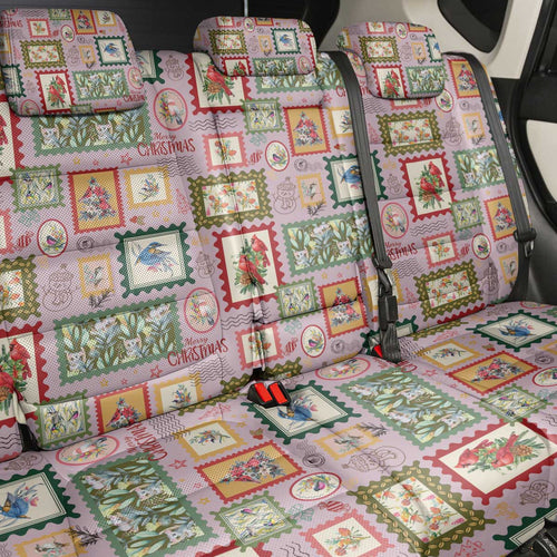 Aussie Birds Christmas La La Land Back Car Seat Cover Pink Vintage Stamp Edition - Aussie Hoodie