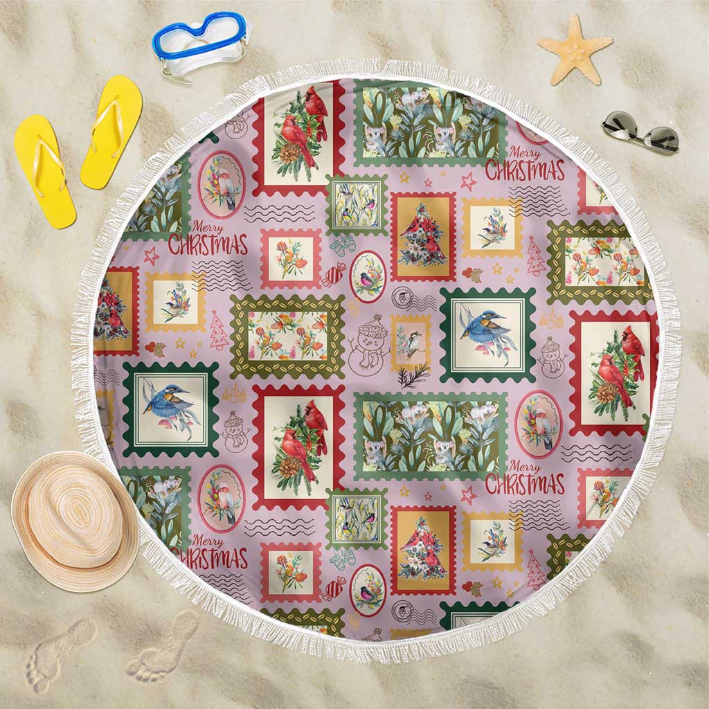 Aussie Birds Christmas La La Land Beach Blanket Pink Vintage Stamp Edition - Aussie Hoodie