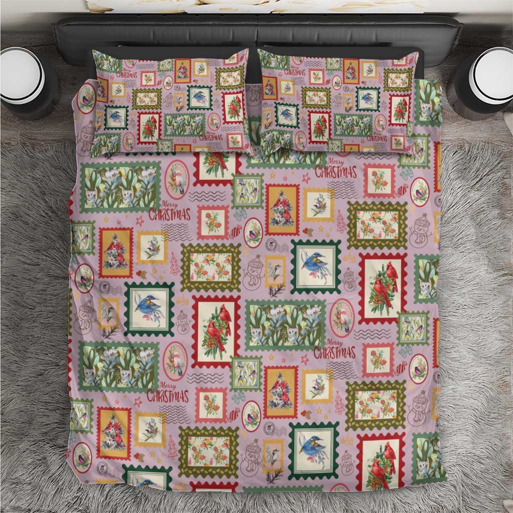 Aussie Birds Christmas La La Land Bedding Set Pink Vintage Stamp Edition - Aussie Hoodie