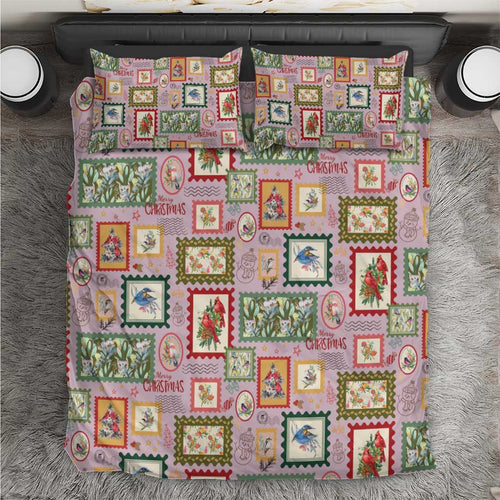 Aussie Birds Christmas La La Land Bedding Set Pink Vintage Stamp Edition - Aussie Hoodie