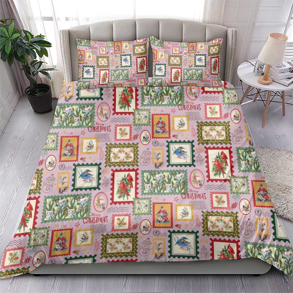 Aussie Birds Christmas La La Land Bedding Set Pink Vintage Stamp Edition - Aussie Hoodie