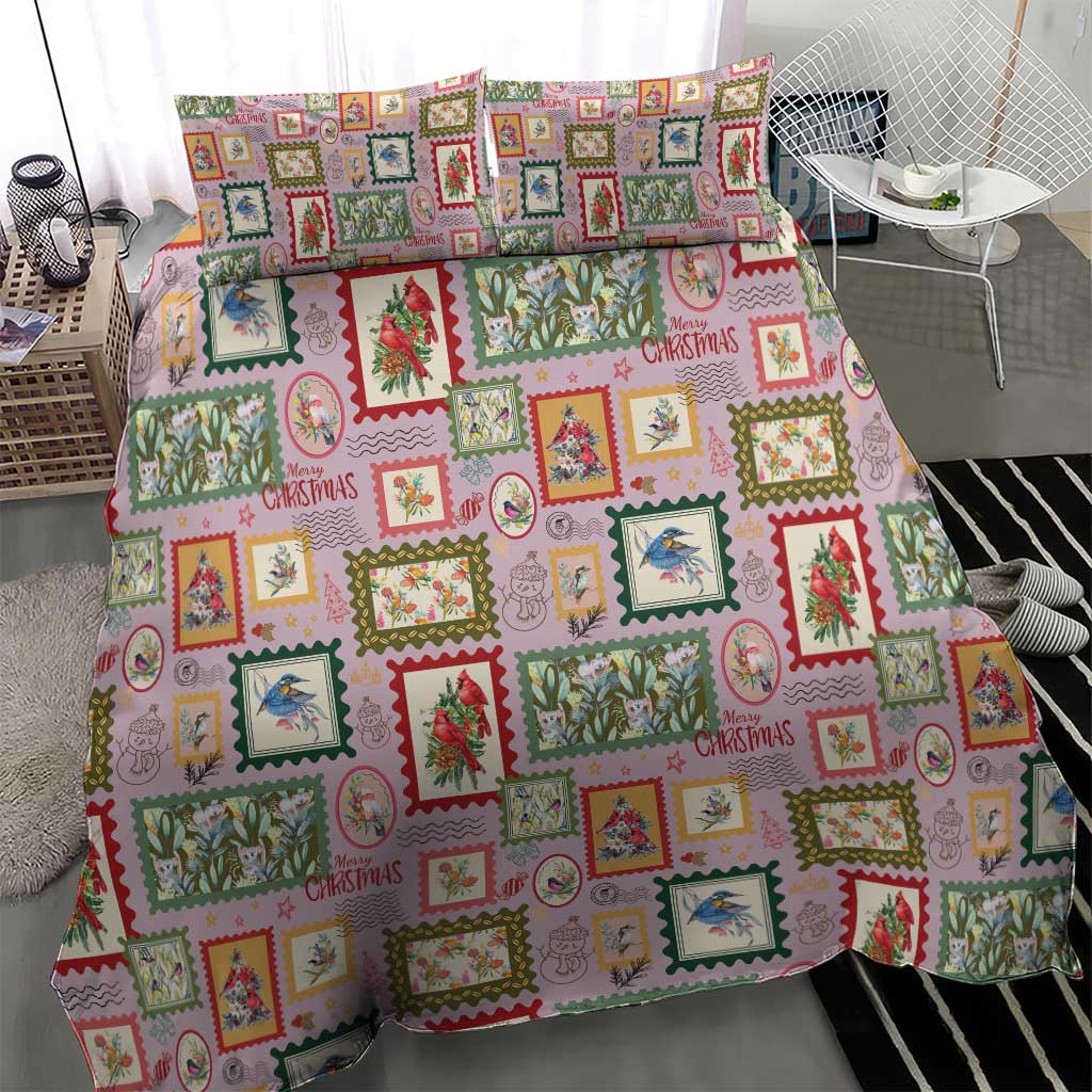 Aussie Birds Christmas La La Land Bedding Set Pink Vintage Stamp Edition - Aussie Hoodie