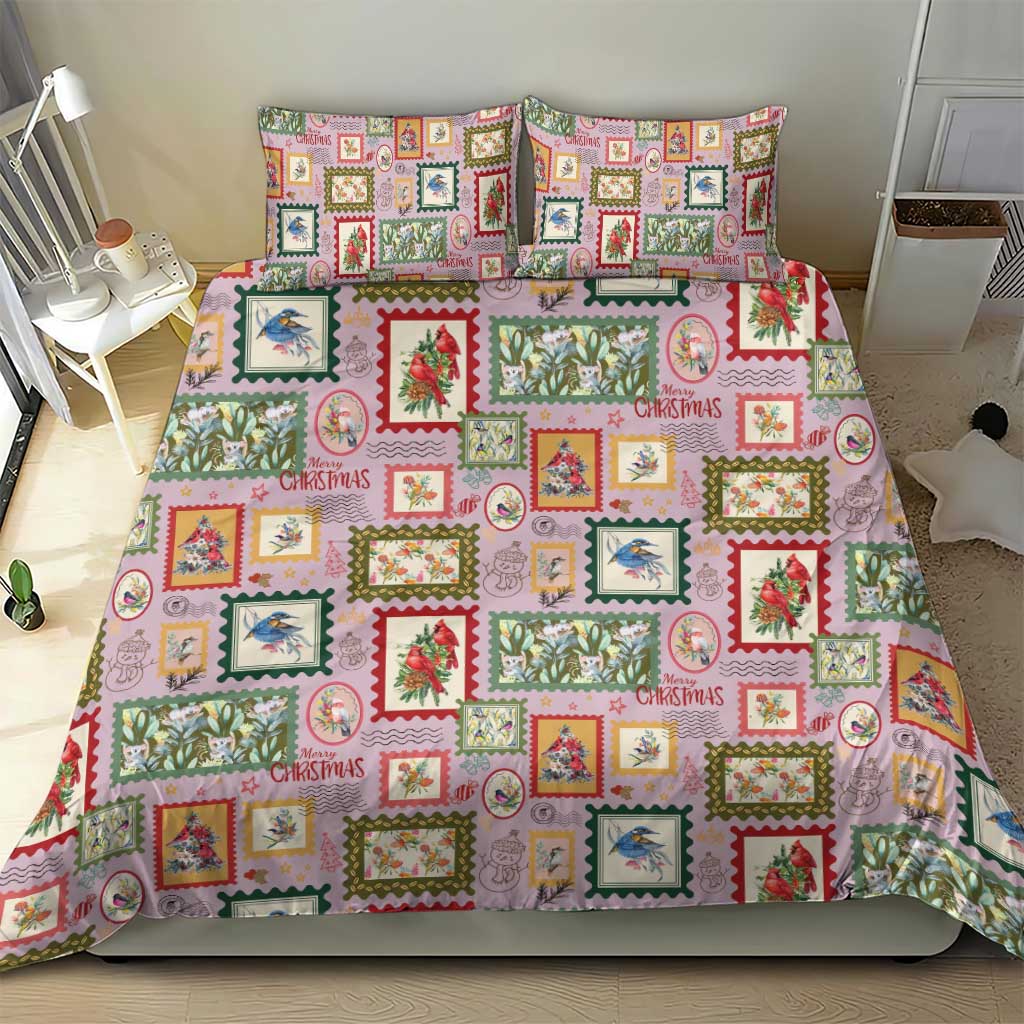 Aussie Birds Christmas La La Land Bedding Set Pink Vintage Stamp Edition - Aussie Hoodie