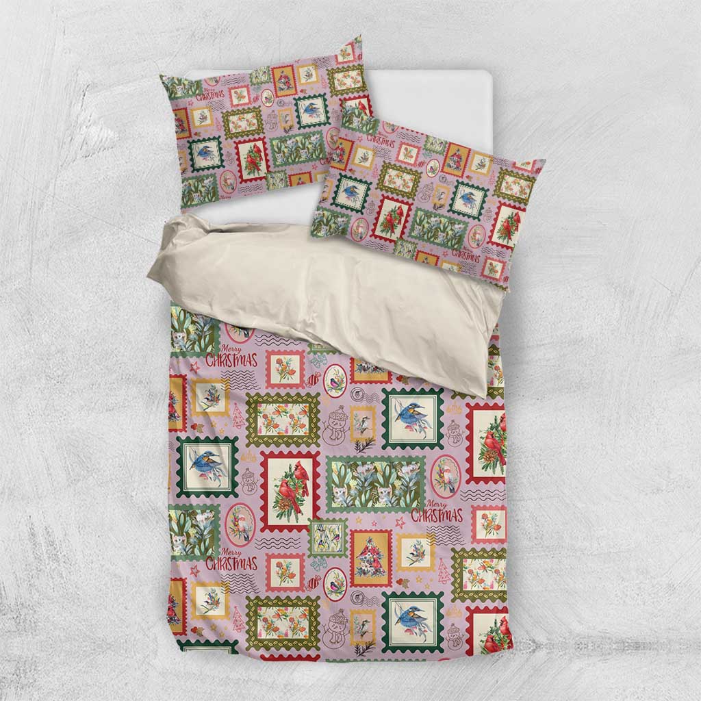 Aussie Birds Christmas La La Land Bedding Set Pink Vintage Stamp Edition - Aussie Hoodie
