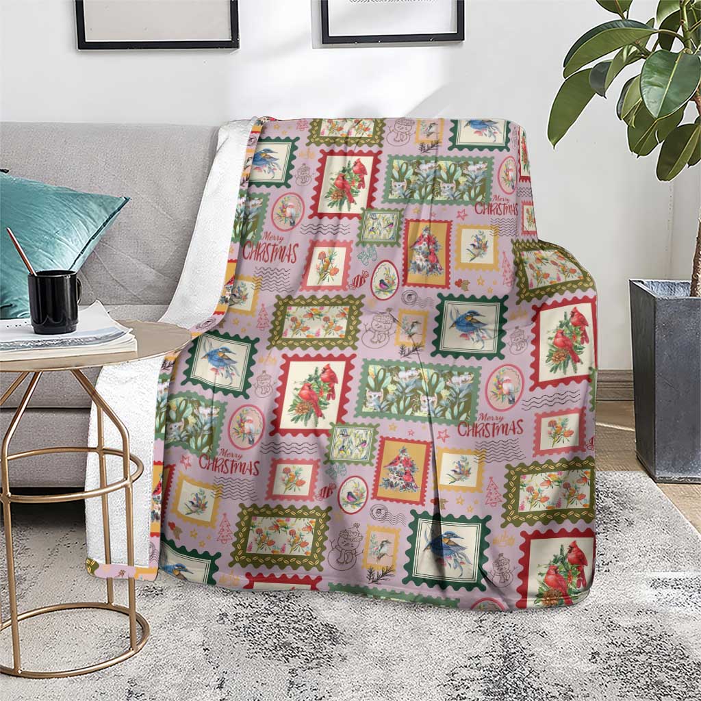 Aussie Birds Christmas La La Land Blanket Pink Vintage Stamp Edition - Aussie Hoodie