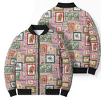 Aussie Birds Christmas La La Land Bomber Puffer Jacket Pink Vintage Stamp Edition - Aussie Hoodie