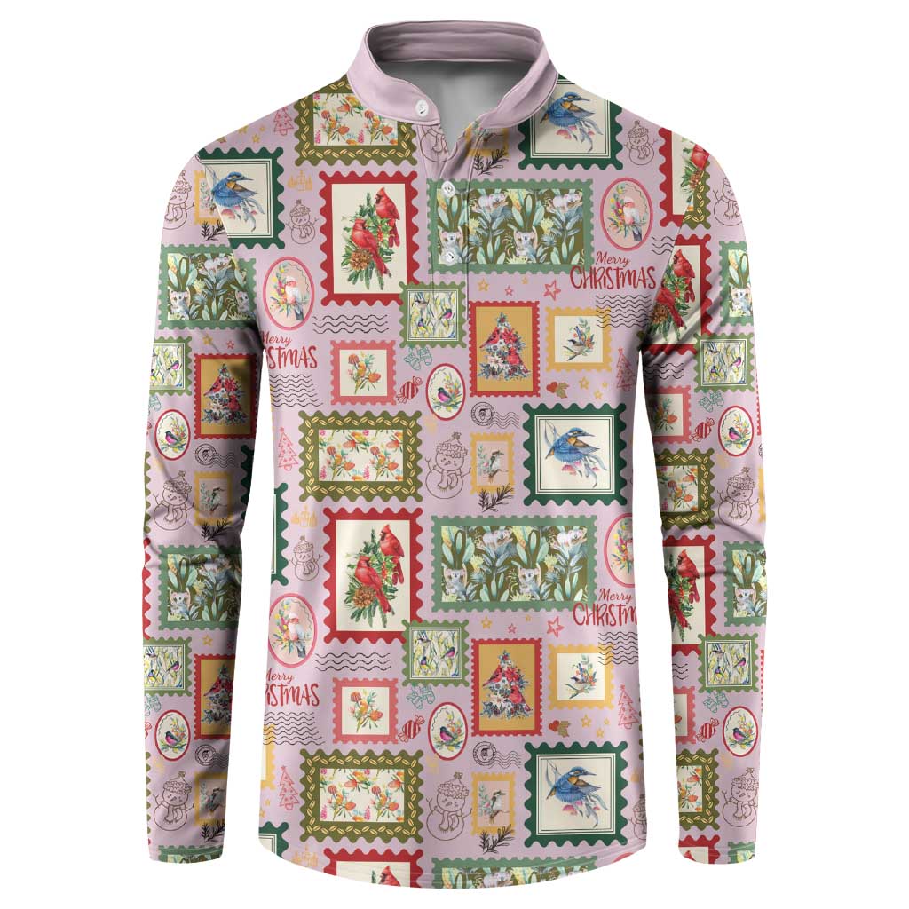 Aussie Birds Christmas La La Land Button Sweatshirt Pink Vintage Stamp Edition - Aussie Hoodie