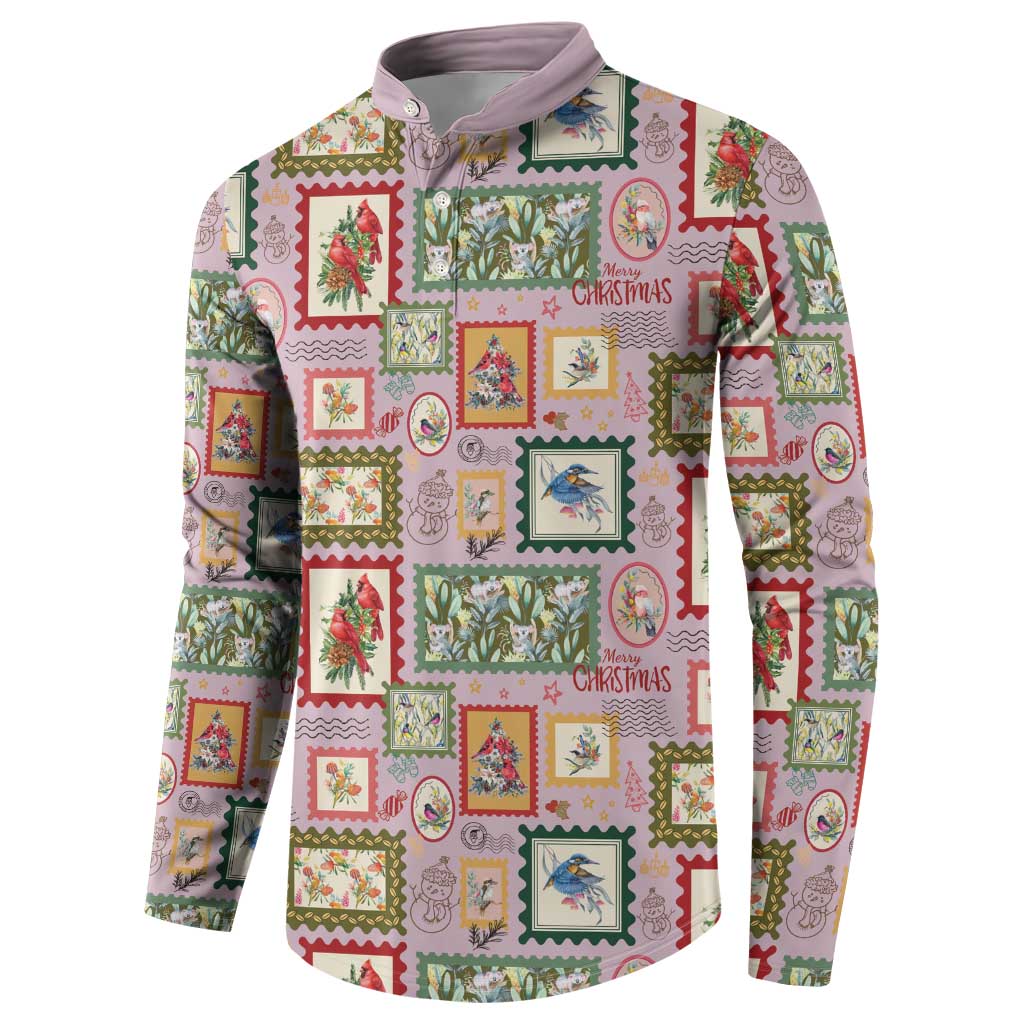 Aussie Birds Christmas La La Land Button Sweatshirt Pink Vintage Stamp Edition - Aussie Hoodie
