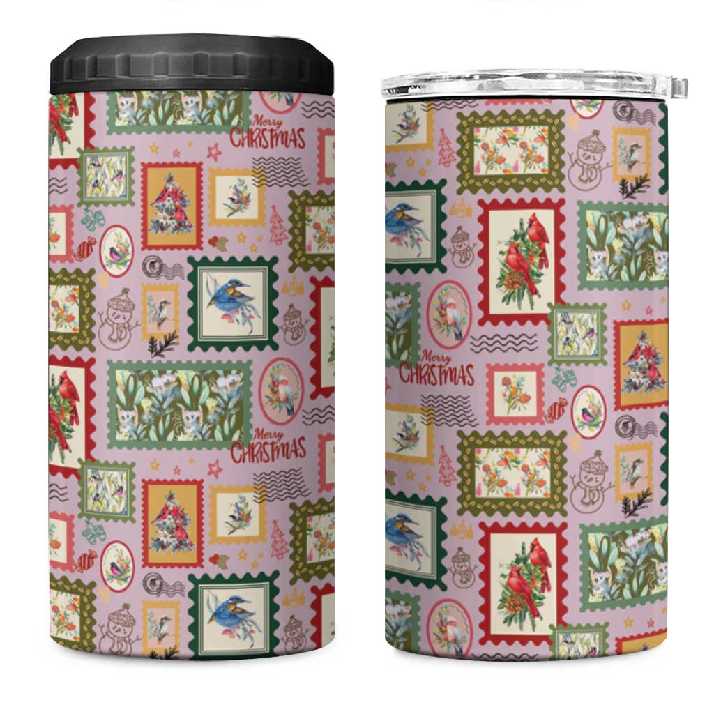 Aussie Birds Christmas La La Land 4 in 1 Can Cooler Tumbler Pink Vintage Stamp Edition - Aussie Hoodie