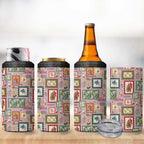 Aussie Birds Christmas La La Land 4 in 1 Can Cooler Tumbler Pink Vintage Stamp Edition - Aussie Hoodie