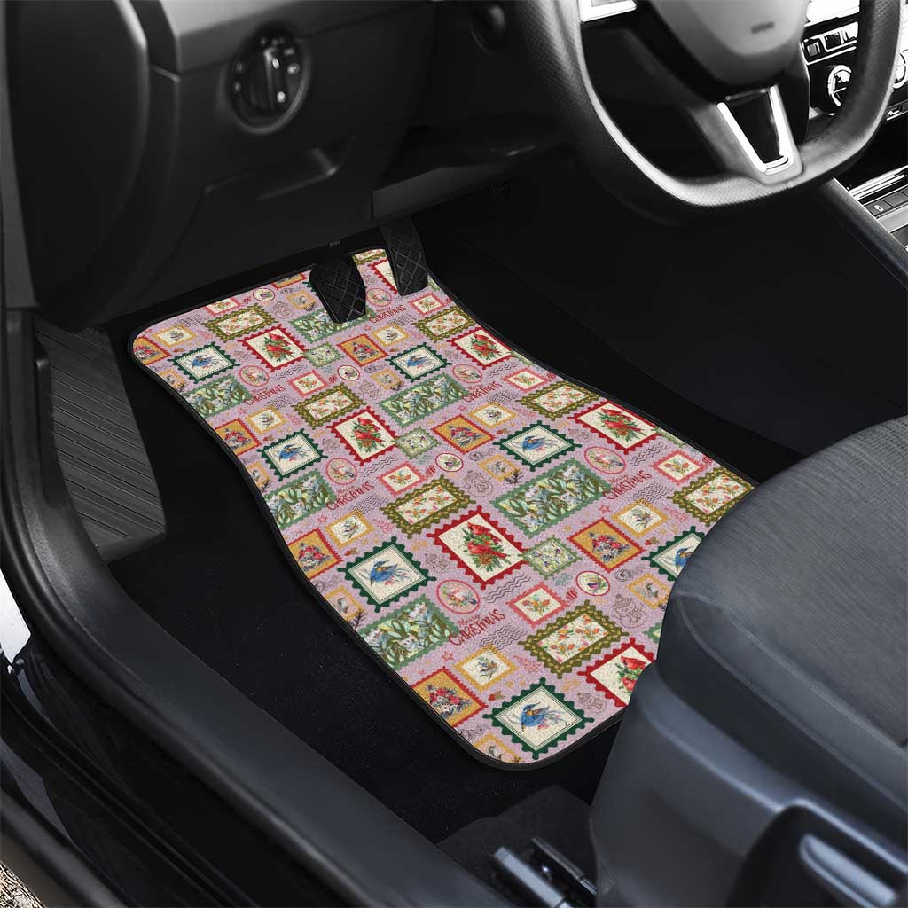 Aussie Birds Christmas La La Land Car Mats Pink Vintage Stamp Edition - Aussie Hoodie