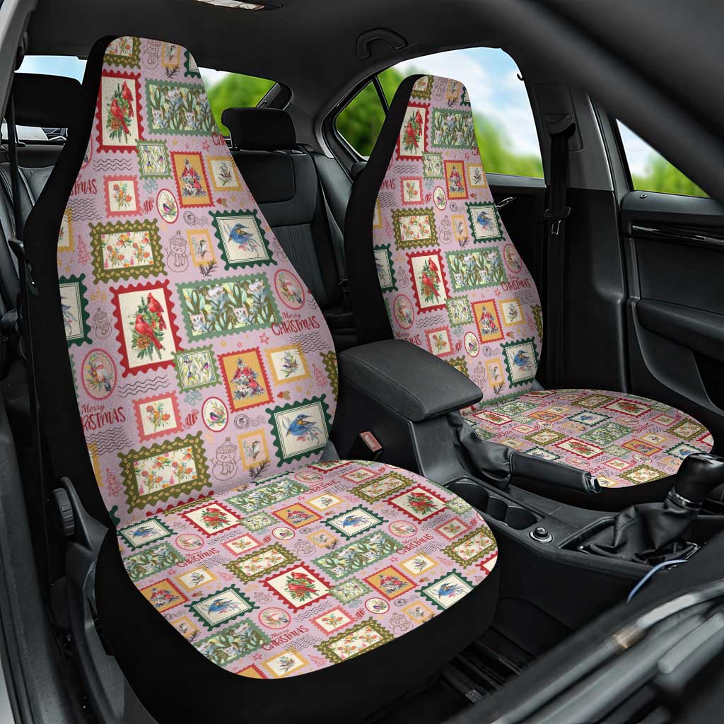Aussie Birds Christmas La La Land Car Seat Cover Pink Vintage Stamp Edition - Aussie Hoodie