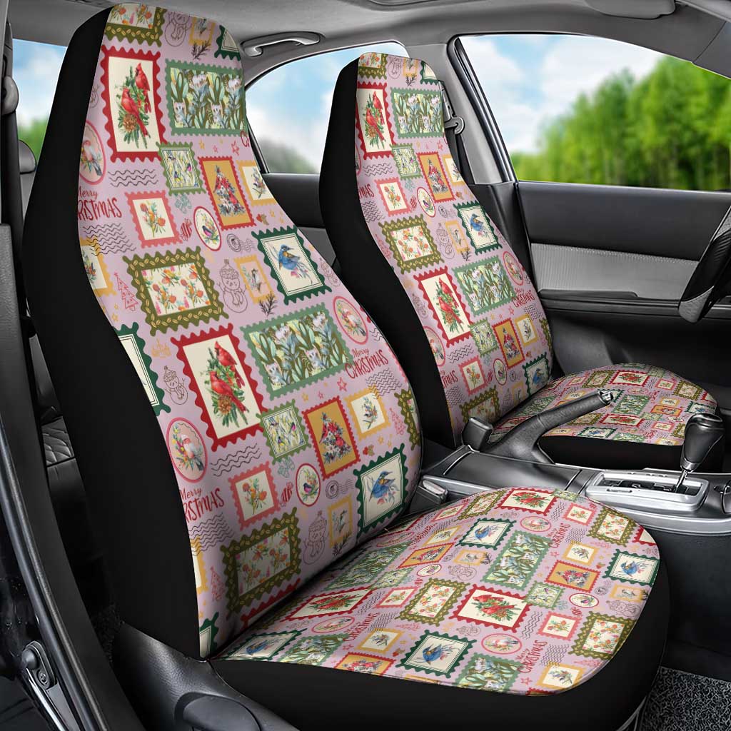 Aussie Birds Christmas La La Land Car Seat Cover Pink Vintage Stamp Edition - Aussie Hoodie