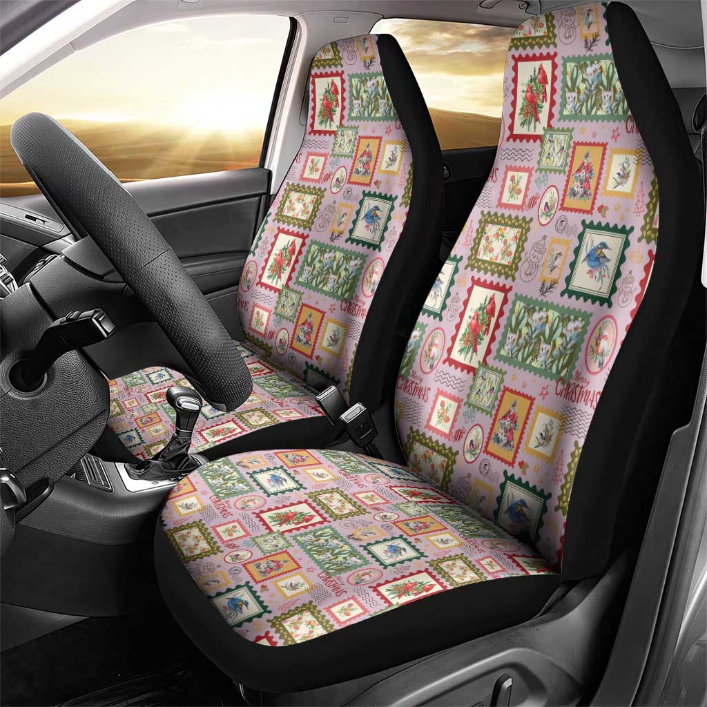 Aussie Birds Christmas La La Land Car Seat Cover Pink Vintage Stamp Edition - Aussie Hoodie