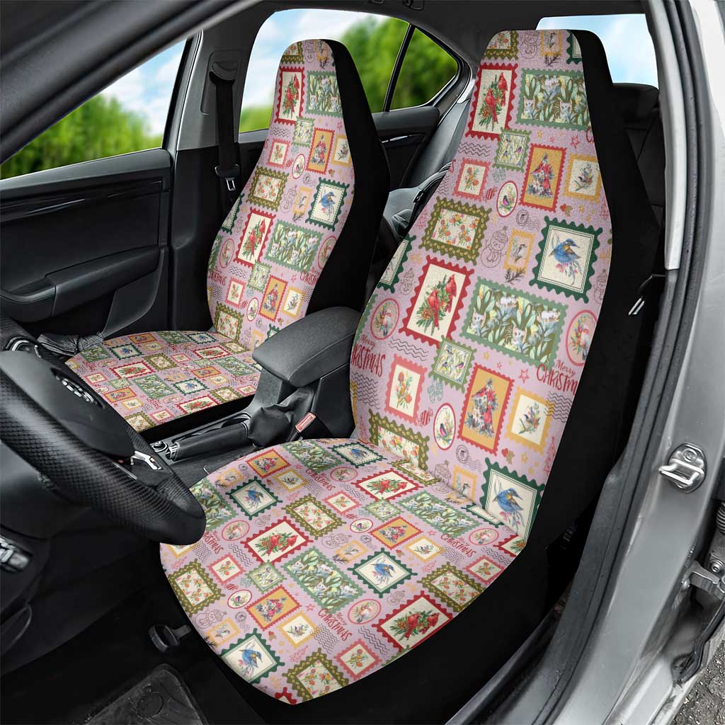 Aussie Birds Christmas La La Land Car Seat Cover Pink Vintage Stamp Edition - Aussie Hoodie