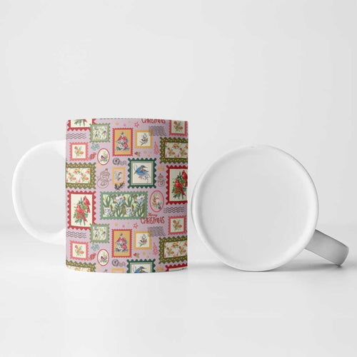 Aussie Birds Christmas La La Land Ceramic Mug Pink Vintage Stamp Edition - Aussie Hoodie