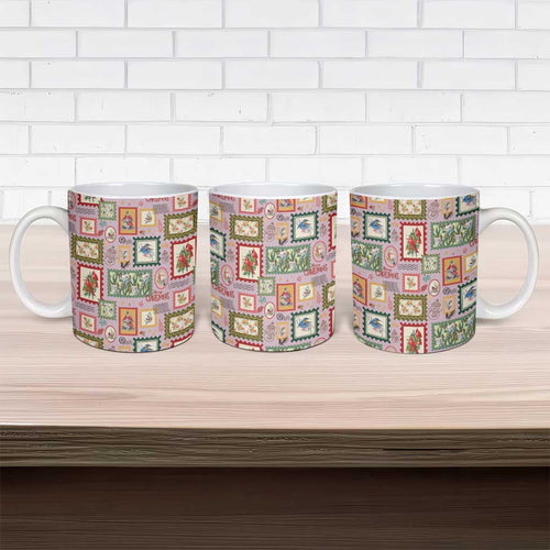 Aussie Birds Christmas La La Land Ceramic Mug Pink Vintage Stamp Edition - Aussie Hoodie