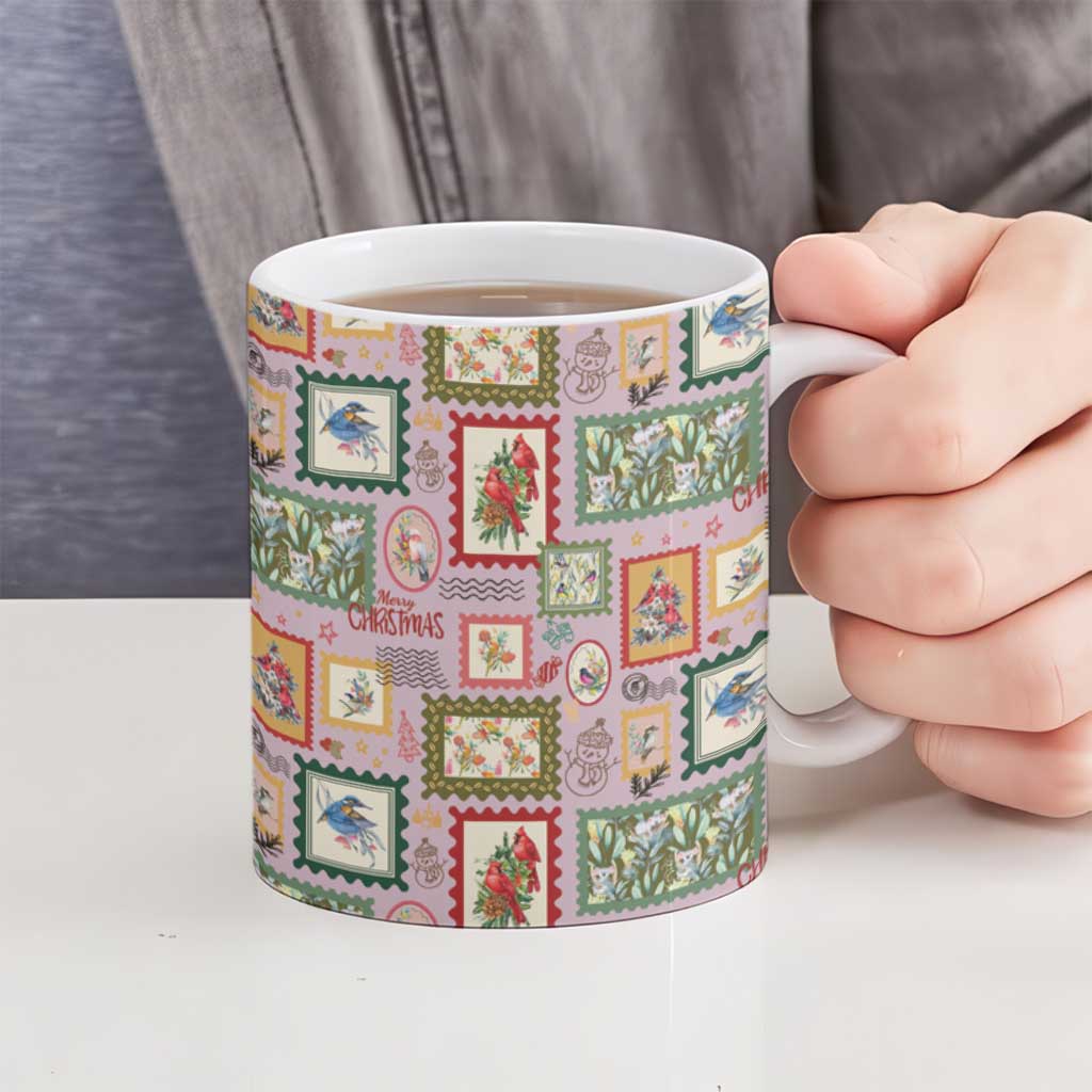 Aussie Birds Christmas La La Land Ceramic Mug Pink Vintage Stamp Edition - Aussie Hoodie