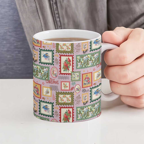 Aussie Birds Christmas La La Land Ceramic Mug Pink Vintage Stamp Edition - Aussie Hoodie