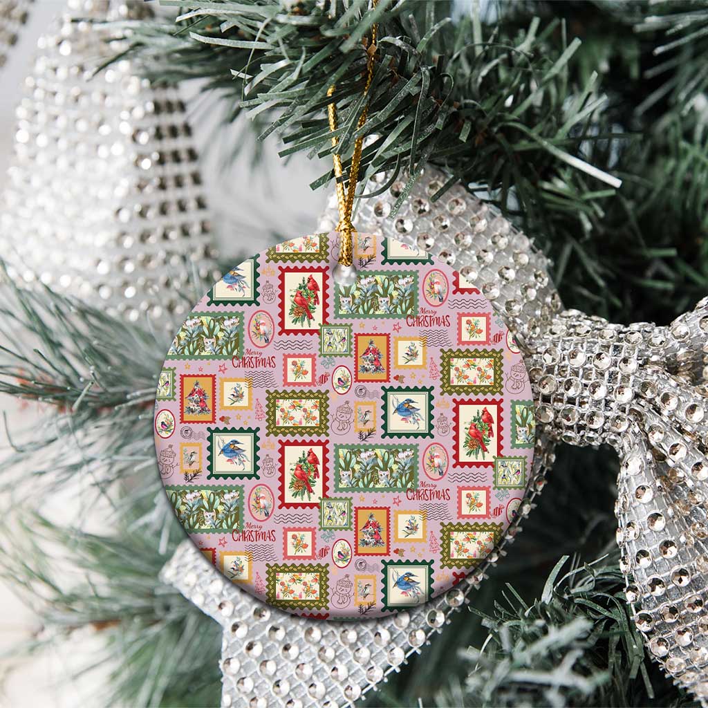 Aussie Birds Christmas La La Land Ceramic Ornament Pink Vintage Stamp Edition - Aussie Hoodie