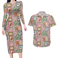 Aussie Birds Christmas La La Land Couples Matching Long Sleeve Bodycon Dress and Hawaiian Shirt Pink Vintage Stamp Edition - Aussie Hoodie